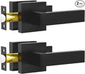 Passage Door Lever, Matte Black Interior Door Handles for Hallway& Closet Heavy Duty Non-Locking Lever Sets Keyless Door Knobs Lockset for Right & Left Side Door, 2 Pack