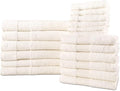 Hencely 18-Piece Bath Towel Set - High Absorbency, Quick Drying - 100% Soft Turkish Cotton - 6 Bath Towels, 6 Hand Towels, 6 Washcloths - for Bathroom, Home, Hotel, Spa, and Gym - 18-Pack Ivory