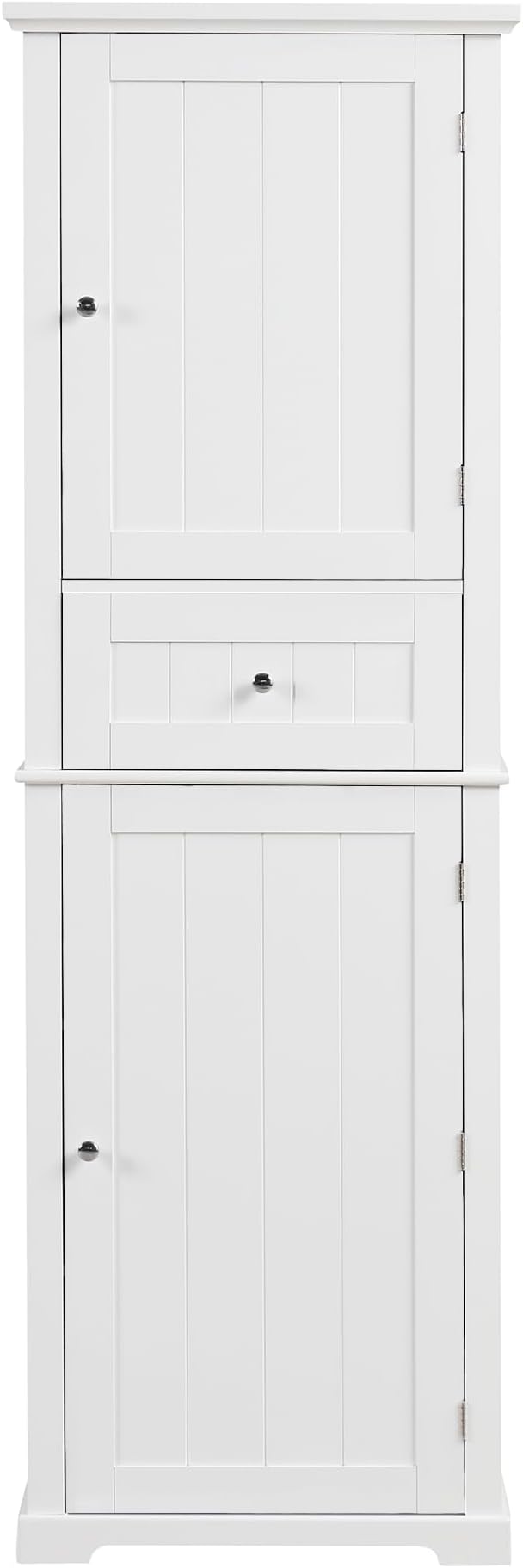 Favfurish Tall Bathroom Storage Cabinet with Doors and Drawer,Modern Linen Cabinets w/Adjustable Shelf & Anti-Toppling Device,Freestanding Narrow Cabinet for Bathrooms,Living Room, Entryway,White