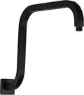 PHASAT S Shaped Square Shower Arm with Flange,High Rise Shower Head Extension Arm Matte Black,PU9H03