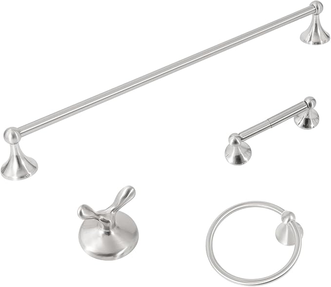 4 Piece Bathroom Hand Towel Holder Set, Adjustable Towel Racks for Bathroom Wall Mounted, Stainless Steel Brushed Nickel Towels Bar, 24 Inch Bath Room Accessories Set