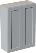 30 Inch Laundry Room Cabinets Wall Mounted, Solid Wood Over The Toilet Storage Cabinet, Bathroom Organizer Cabinets with 2 Door & 3 Shelves, Easy to Assemble for Kitchen, Garage - Dark Gray