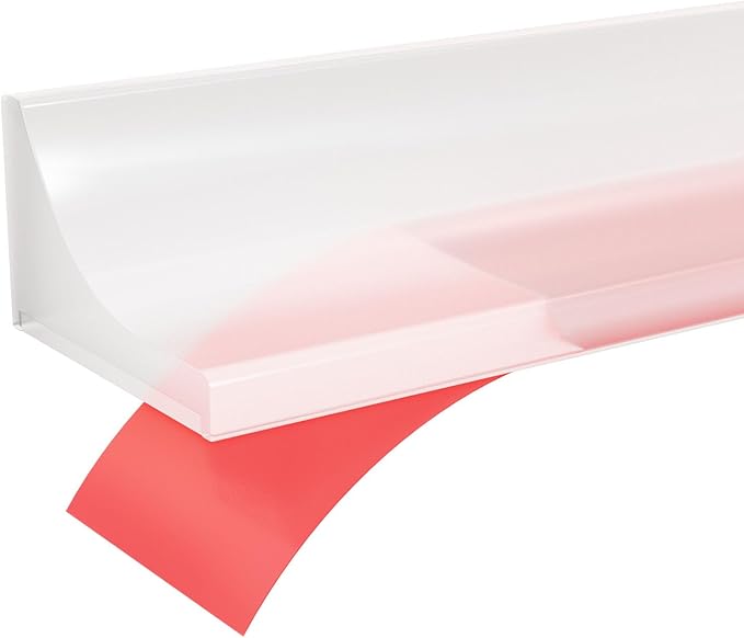 98Inch Collapsible Shower Threshold Water Dam Barrier, Self Adhesive Silicone Waterproof Shower Barrier Water Strip Dam for The Gap Between the Shower Kitchen Countertop Sink and Cooktop