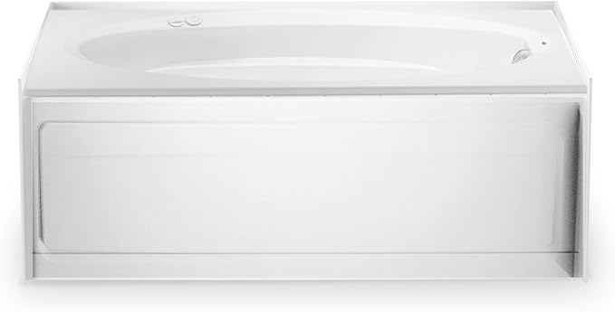 JACUZZI SIGNATURE Acrylic Skirted Soaking Bathtub, Slip Resistant, Right Drain Placement, 60” (L) x 42” (W), Oval in Rectangle Design, White