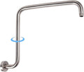 PHASAT S Shaped Shower Arm,Shower Arm Extension Brushed Nickel,High Rise Shower Arm with Flange,Shower Head Extension Arm,PU9L01-M