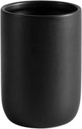 Ceramic Toothbrush Holders for Bathrooms, 8 oz Matte Tooth Brushing Dispenser, Small Tooth Brush Organizer for Vanity Countertop, Toothpaste Storage Stand, Tumbler Cup for Makeup Brushes-Black