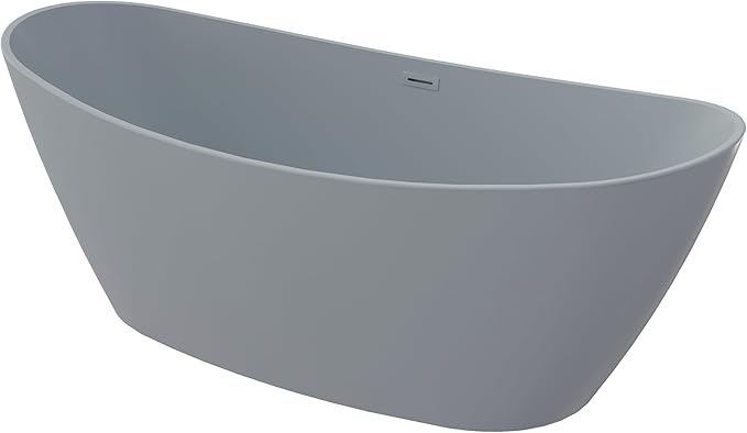 71" Acrylic Freestanding Bathtub, High-back Soaking Tub for Bathroom, Stand Alone Tub, cUPC Certified, Integrated Overflow and Drain, Gloss Grey