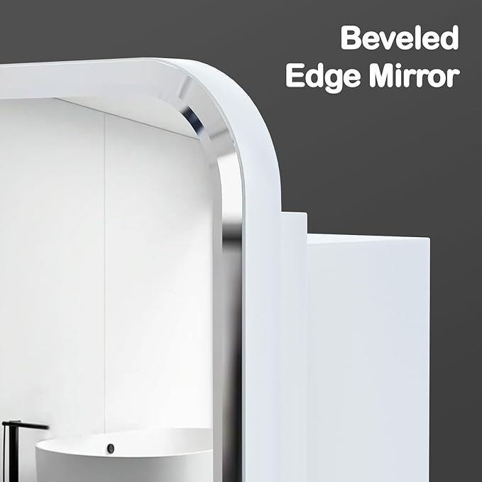Rectangle Medicine Cabinet with Beveled Edge Mirror, No-Assembly Bathroom Wall Cabinet with Mirror, Adjustable Shelves, Tissue Slot, Recessed or Surface Mount (26" H x 20" W)