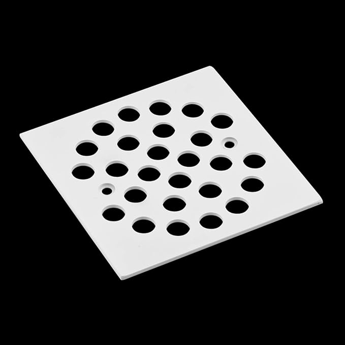 Square 4-1/4 Inch Screw-in Shower Drain Cover Replacement Square Floor Drainer Grate,Brushed Nickel,Brushed Gold,Oil Rubbed Bronze,Chrome (White)
