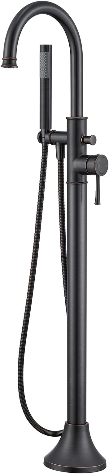 Free Standing Tub Faucet Oil Rubbed Bronze Freestanding Bathtub Faucet Floor Mount Brass Bathroom Tub Filler with Hand Shower