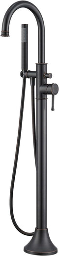 Free Standing Tub Faucet Oil Rubbed Bronze Freestanding Bathtub Faucet Floor Mount Brass Bathroom Tub Filler with Hand Shower