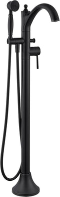 Freestanding Bathtub Faucet, Matte Black Classic Free Standing Tub Faucet with Vintage Handheld Sprayer High Flow Max 7.04GPM Floor Mounted Tub Filler (WT-9002BK)