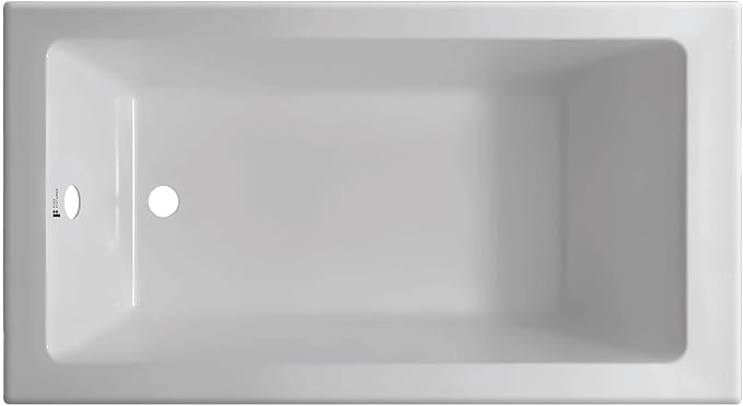 Fine Fixtures Drop In White Soaking Bathtub, Fiberglass Acrylic Material, 48"L x 32"W x 19"H