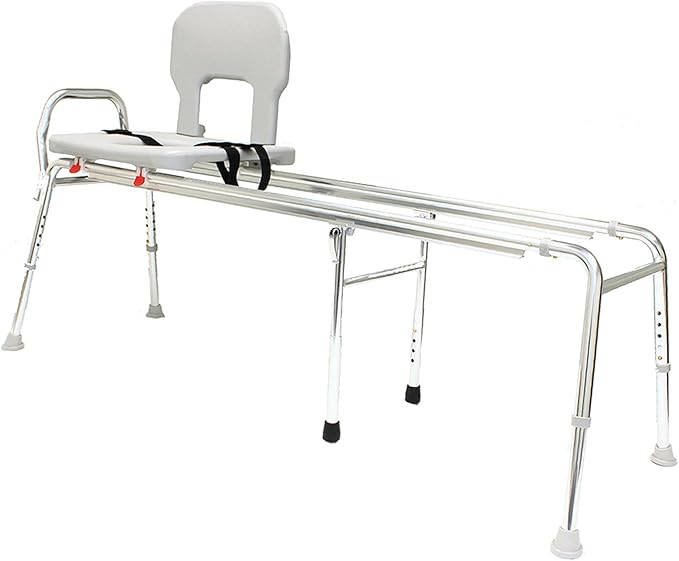 Eagle Health Supplies Toilet-to-Tub Transfer Bench with Cut Out Seat, FSA/HSA Eligible Sliding Shower Chair for Elderly and Disabled, Height Adjustable Shower Seats for Adults Inside Shower, 77993