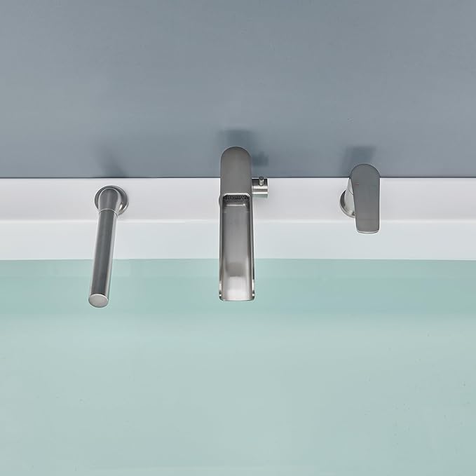 Waterfall Roman Tub Faucet Brushed Nickel Deck Mount Bathtub Faucets Brass Tub Filler Bathroom Faucets with Hand Shower