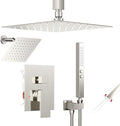 Shower Faucet Set Brushed Nickel Shower System,Bostingner Five Function Diverter Shower Faucet with 2 in 1 Handheld,10'' Ceiling Mount and 6’‘ Wall Mount Shower Head Rainfall Shower Set with Valve