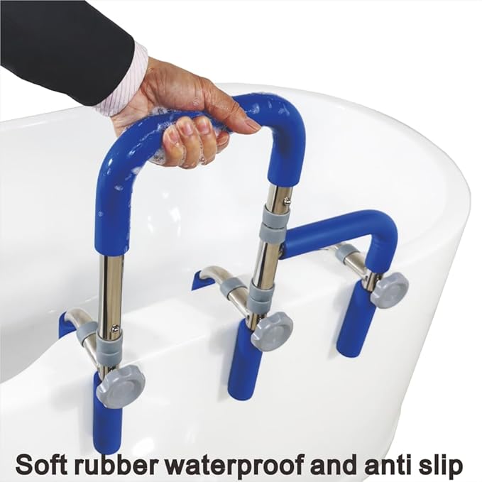 304 Stainless Steel Grab Bars for Bathtubs and Showers, Adjustable Bathtub Safety Rail for Seniors,Sturdy and Durable Tub Grab Bar, Assistance Bathtub Handle Clamp for Elderly Bath Support(123 Rail)