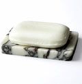Real Marble Soap Dish - Soap Dish for Shower, Shower Bar Soap Holder, Marble Dish for Bathroom Kitchen, Decorative Stone Soap Dish with Drainage (Calacatta Viola P, Rectangular)