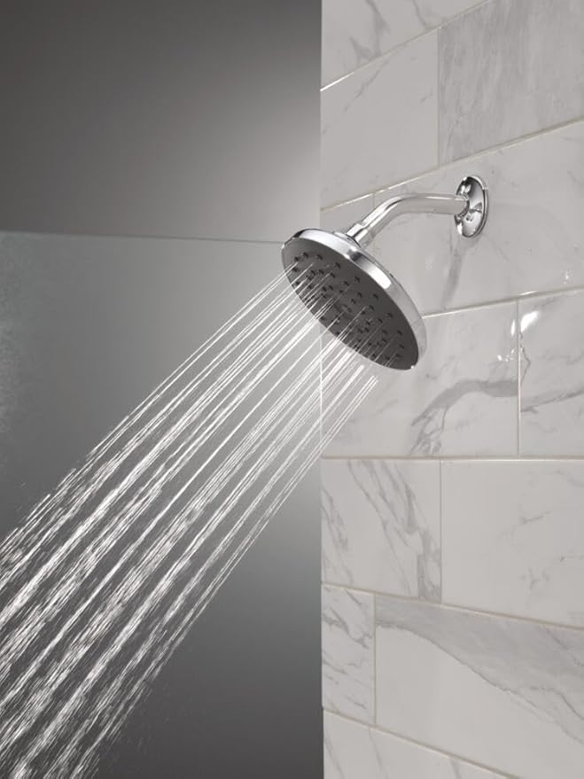 Delta PivotPro Chrome Rain Showerhead, Single Setting 7 Inch Round Shower Head, Showerheads, 1.75 GPM Flow Rate, Chrome 75103