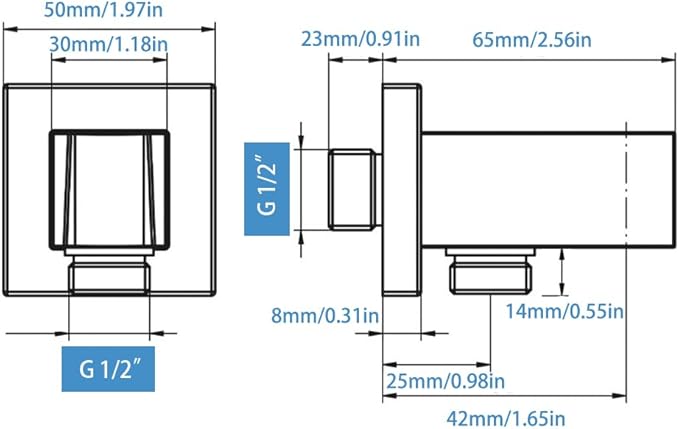 Wall Supply Elbow with Hand Shower Holder, Brass Square G1/2 Shower Hose Connector, Wall Mount Water Outlet for Bathroom Shower, Brushed Nickel