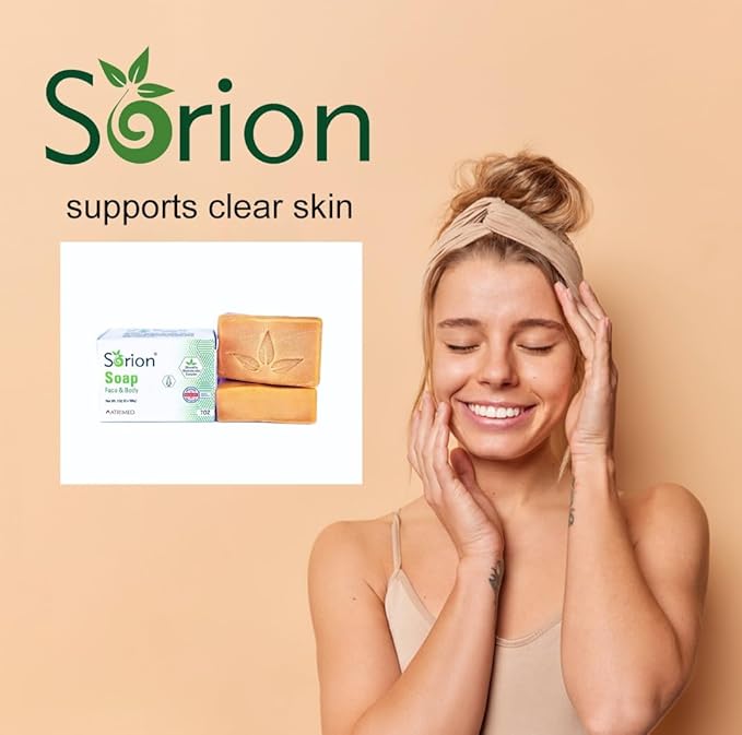 Sorion Soap for Face and Body - Bar Soap to Smooth and Comfort Dry, Itchy, Flaky Skin with Coconut Oil, Turmeric, Pala Indigo Essential Oils Soap Bar