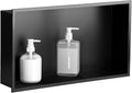 SaniteModar Shower Niche, Stainless Steel Shower Niche 12" X 24" No Tile Needed, Recessed for Bathroom Storage, Matte Black (Matte Black, 12x24)
