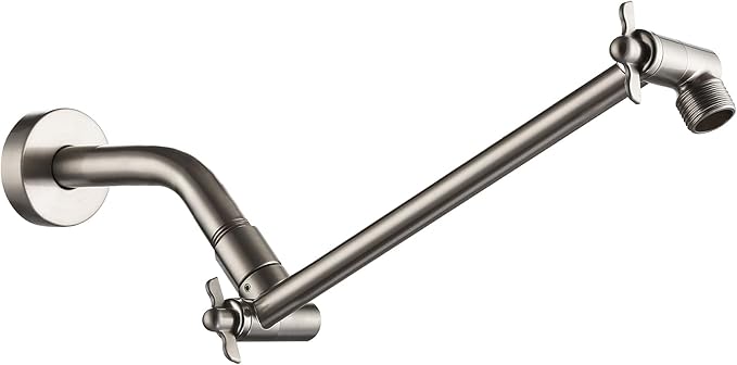 Shower Head Extension Arm, Adjustable Shower Head Arm Extender with Locking Set Screw, G1/2 Connector for Fixed/Rain/Handheld Showerheads, Easy Installation (Brushed Nickel, 10 Inch)