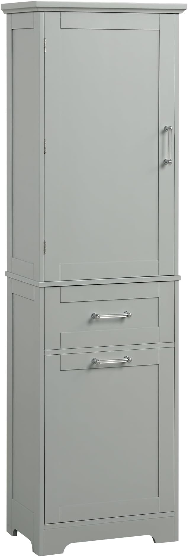 Favfurish 68" Tall Bathroom Storage Cabinet with Door and 2 Drawer,Modern Linen Cabinets w/Adjustable Shelf & Magnetic Door Stopper,Freestanding Organizer for Bath Room,Study,Office,Kitchen Grey