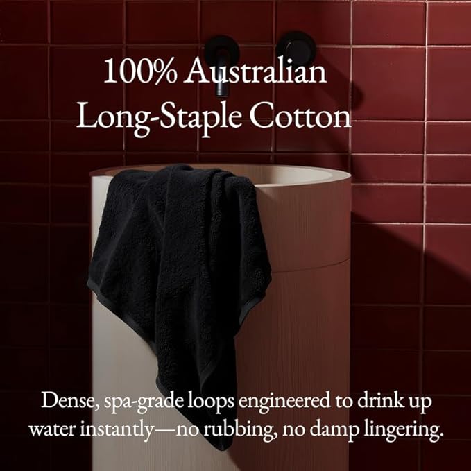 Italic Ultraplush 100% Australian Cotton Bath Sheets - Set of 2 Luxury Extra Large Heavy Duty Bath Sheets, 800GSM Plush and Absorbent Bath Sheets for Hotels, Bath & Spa (Black)