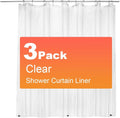 3 Pack PEVA Plastic Shower Curtain Liner Premium Light Weight 72" x 72" Clear Bathroom Shower Showroom Curtain Liner with Rustproof Metal Gromments and Weighted Magnet