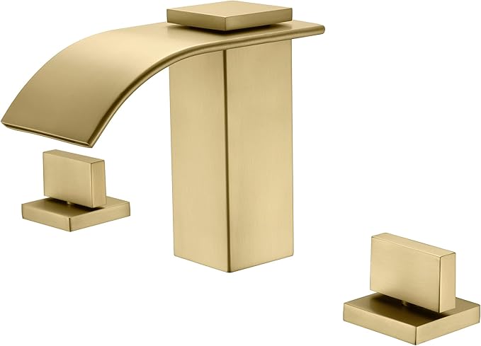 SUMERAIN Two Handle Roman Tub Faucet 3 Hole Waterfall Bathtub Faucet Brushed Gold with Valve