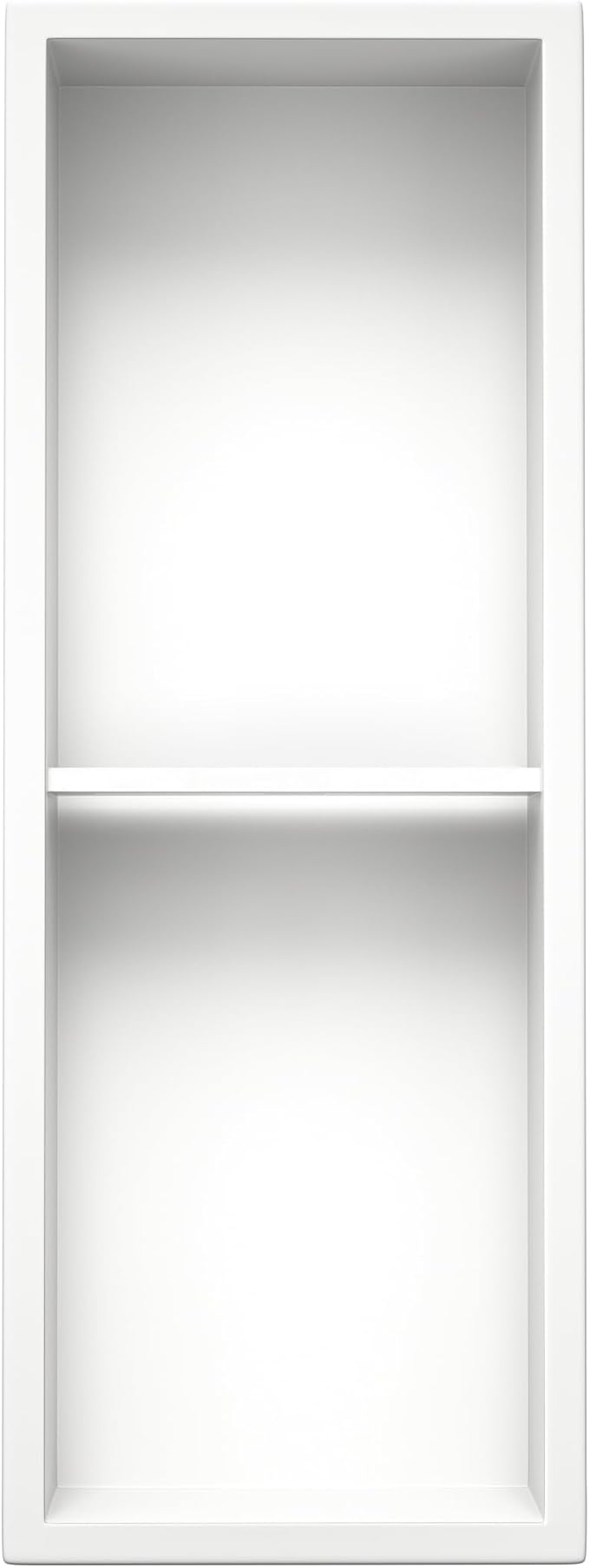 Stainless Steel Shower Niche 8"×24" White Double Shelves No Tiled Needed Niche Shower for Wall Recessed Shower Shelf for Bathroom Storage