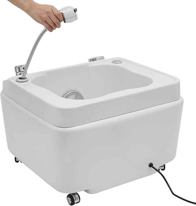 Pedicure Foot Spa, Acrylic Massage Foot Bath with Heat Hand Shower, 55W Pedicure Bowl Foot Soak Basin Tub for Soak Tub Sink Spa Shower Wash Salon (White 55W)