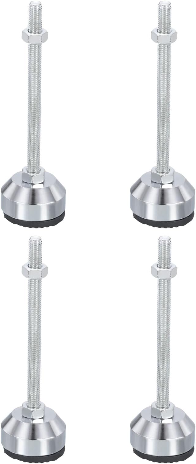 PATIKIL Furniture Leveling Feet 1.6" Dia Base M8 Thread, 4 Pcs Carbon Steel Adjustable Threaded Furniture Leveler Screw on Leg Levelers with Pads for Desk Chair, Black