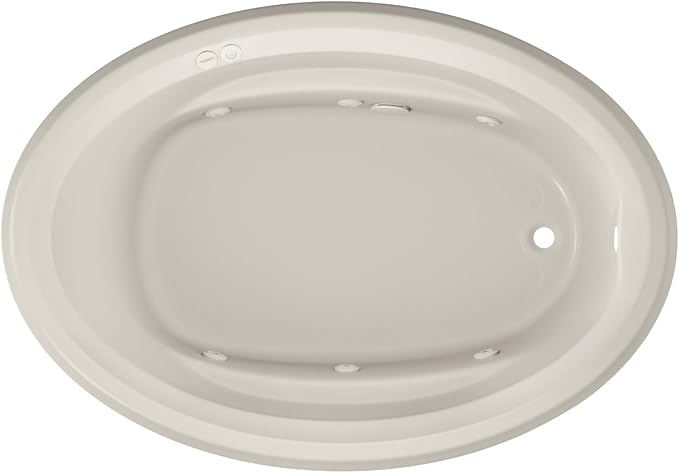 Jacuzzi SIGNATURE Acrylic Drop-In Bathtub, Jet Massage Tub, Slip Resistant, Right Drain Placement, 59" (L) x 41" (W), Oval, Oyster