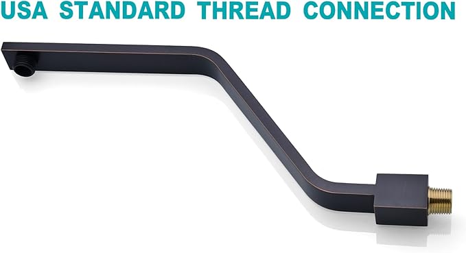 16 Inch S Shape Oil Rubbed Bronze Shower Head Arm, Square Wall Mounted Shower Arm and Flange Included
