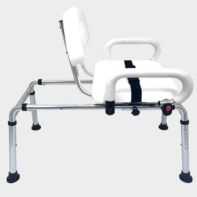 Platinum Health Carousel Sliding Shower Chair Transfer Bench with Swivel Seat (White)