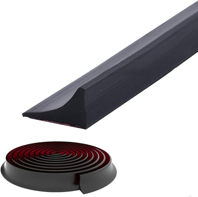 Shower Threshold Water Dam,Self Adhesive Silicone Waterproof Barrier Bathroom and Kitchen Shower Water Stopper Guard for Dry And Wet Separation Caulk Seal Strip Edge Trim(78Inch, Black)