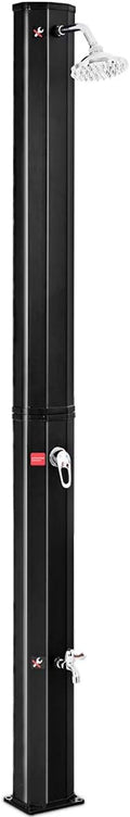 Giantex 7.2Ft 9.3 Gallon 2-Section Solar Heated Shower W/Shower Head Outdoor Backyard Poolside Beach Pool Spa for Easy Installation, Black
