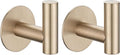JQK Self Adhesive Towel Hook Champagne Bronze, No Drill Stick on Coat Robe Clothes Wall Hook for Bathroom 2 Pack, 304 Stainless Steel, ATH110-CB-P2