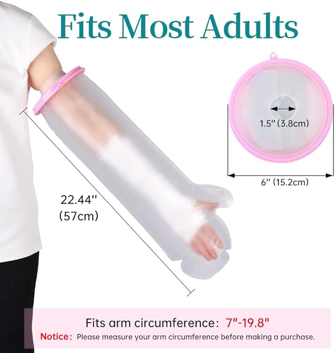 Cast Covers for Shower Arm, Waterproof Cast Cover Arm Adult, Cast Protector for Surgery, Hands, Wrists, Elbow, Finger to Keep Wounds Dry, Waterproof Arm Sleeve for Showering After Surgery, Reusable