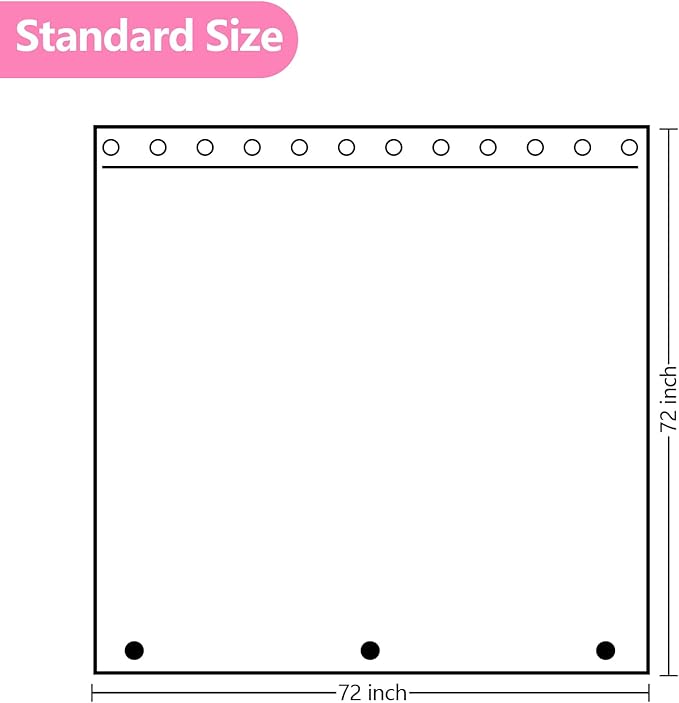 Dreamy Pink Glitter PEVA Shower Curtain, Waterproof Plastic Sparkle Shower Curtain Liner with 3 Large Magnets, 72 x 72 inch Shimmery Bathroom Décor Shower Curtain or Liner Rose Pink