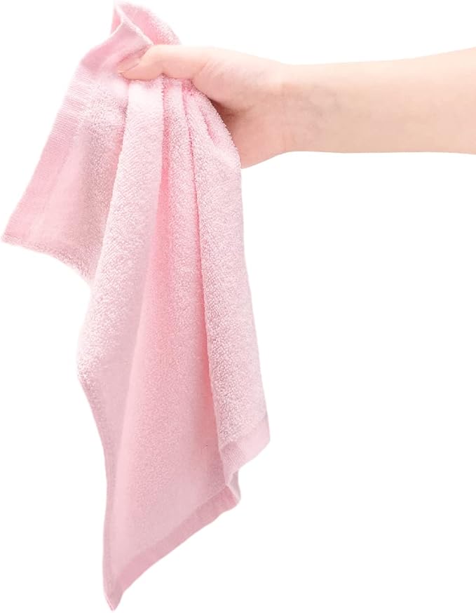 Washcloths 12 Pack 13" x 13" - Soft Wash Cloths for Your Face Towel, Wash Cloths for Your Body (White+Pink)