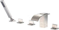 Roman Tub Faucet with Hand Shower, Waterfall Tub Filler Deck Mount Brushed Nickel, SUMERAIN