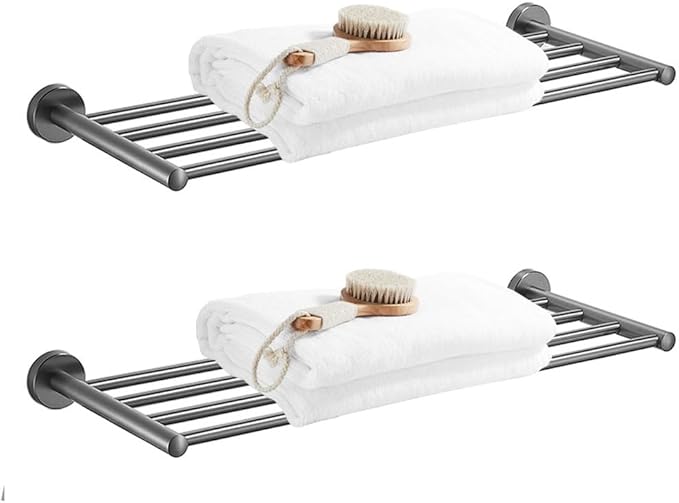 30 Inch Bathroom Towel Rack, Hotel Style Towel Racks for Bathroom Wall Mounted, Modern Towel Bar Rack, 2-Tier Towel Shelves, Gray