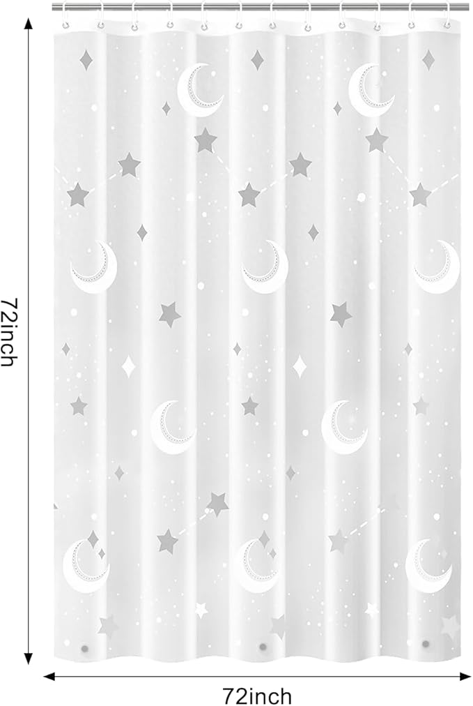 PEVA Shower Curtain, 72 x 72 Water Repellent Premium Bathroom Shower Curtain with 3 Magnetic Weights for Shower Stall, Bathtubs (Galaxy)