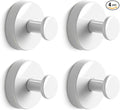 Suction Cup Hooks for Shower, 4 Pcs Stainless Steel Wall Shower Hooks for Bathroom Kitchen, Glass, Mirror,White