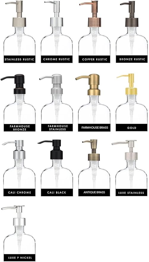Rail19 French Vessel Glass Soap Dispenser with Metal Pump - Refillable Hand Soap, Lotion & Sanitizer for Sinks and Small Countertops, 8.5oz (Farmhouse Bronze)