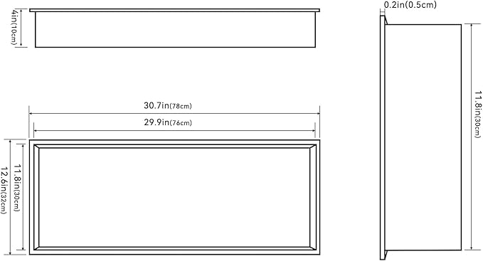 Achelous Stainless Steel Wall Insert Niche - 30" X 12", No Tile Needed, Recessed Shower Shelf Organizer, Matte Black
