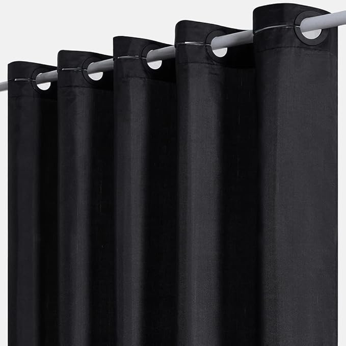 Furlinic No Hook Extra Long Shower Curtain 96 Length,Polyester Cloth Fabric Bathroom Curtain with 10 Built-in Grommets,Waterproof & Machine Washable,78 x 96 Inch